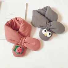 Корейская мода сплошной цвет мультфильм крест маленький шарф осень и зима дети стеганый теплый шарф мужчины и женщины ребенок Универсальный