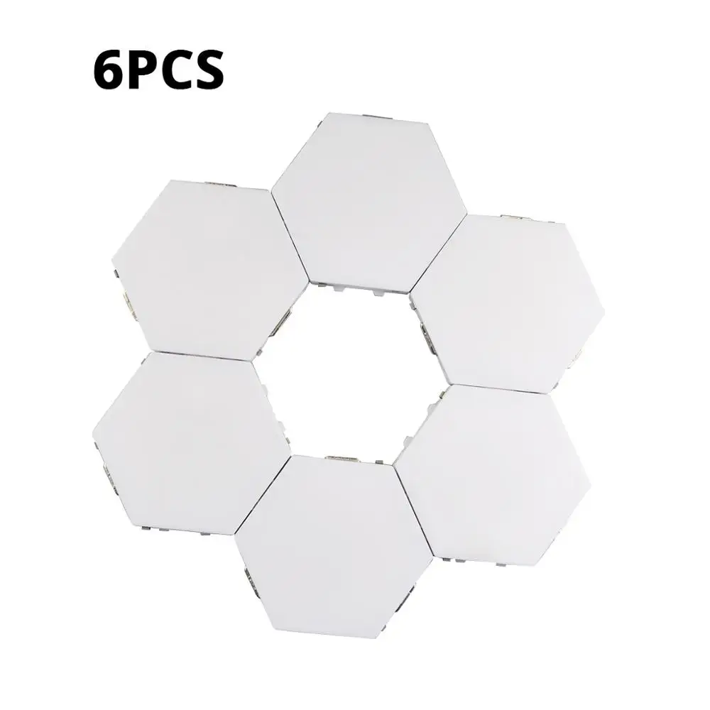 6Pcs lamp with Power Квантовый DIY светильник, ночные лампы, сенсорный датчик, шестигранный светодиодный магнитный светильник s, домашняя лампа, новинка, домашний декор, светодиодный светильник - Испускаемый цвет: 6Pcs lamp with Power