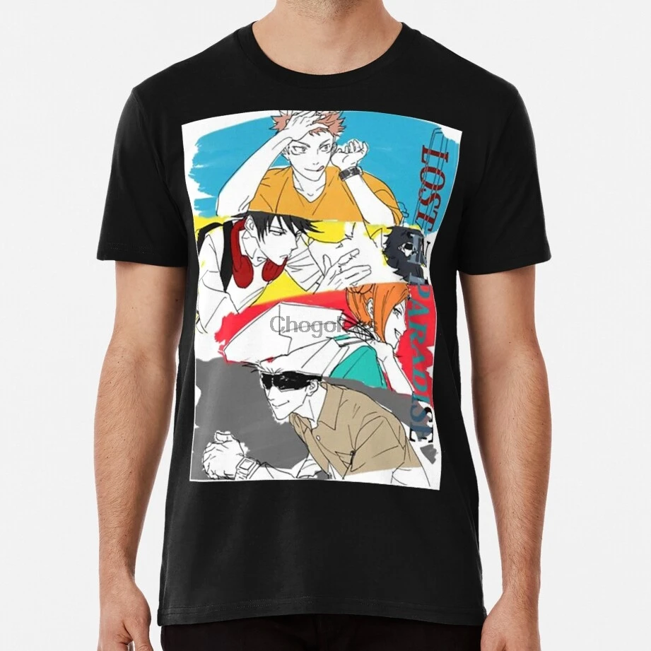 Jujutsu Kaisen lost in paradise 2021 Summer Geometric Circle Top Tees Fashion O--Neck Short Sleeve Casual Loose Men Shirts |