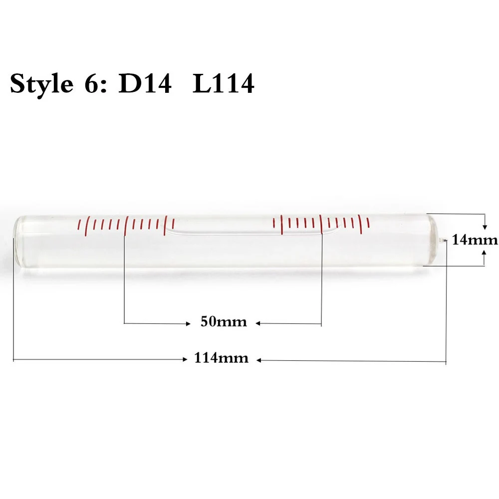 Dia14mm Length 114mm Высокая точность " /2 мм 0,02 мм/м уровень пузырьковая стеклянная трубка спиртовой измерительный прибор уровня диаметр 12 мм 14 мм 1 шт - Цвет: Dia14mm Length 114mm