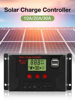 

10A 20A 30A Solar Charge Controller Dual USB Output Solar Panel Battery Regulator Intelligent Safety Electrical Protection Tools