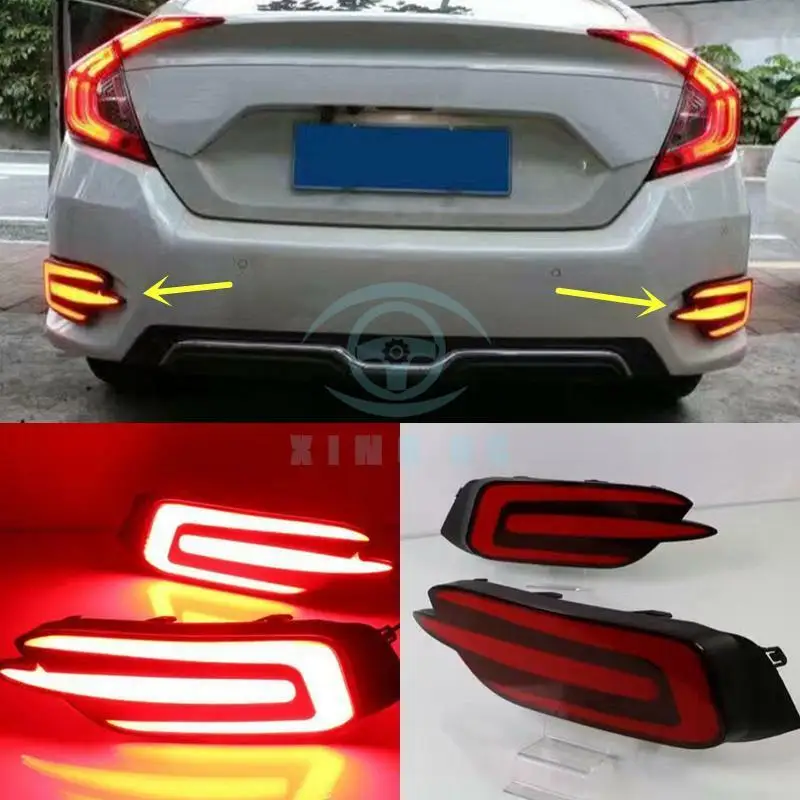 Для Honda Civic 10th 2шт светодиодный задний противотуманный фонарь противотуманный световой стоп-сигнал Тормозная лампа автомобильные аксессуары модификация автомобиля