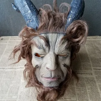 

Horn Mask Scary Carnival Halloween Monster Mask Frighten Halloween Latex Mask Gift For Aldut Cosplay Party Accessories