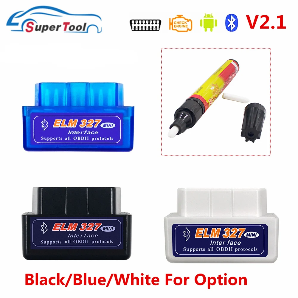 

OBD2 OBD 2 ELM327 V2.1 Bluetooth OBDII Code Reader CAN-BUS Support Multi-Brand Car ELM 327 Bluetooth V2.1/2.1 Work Android/PC