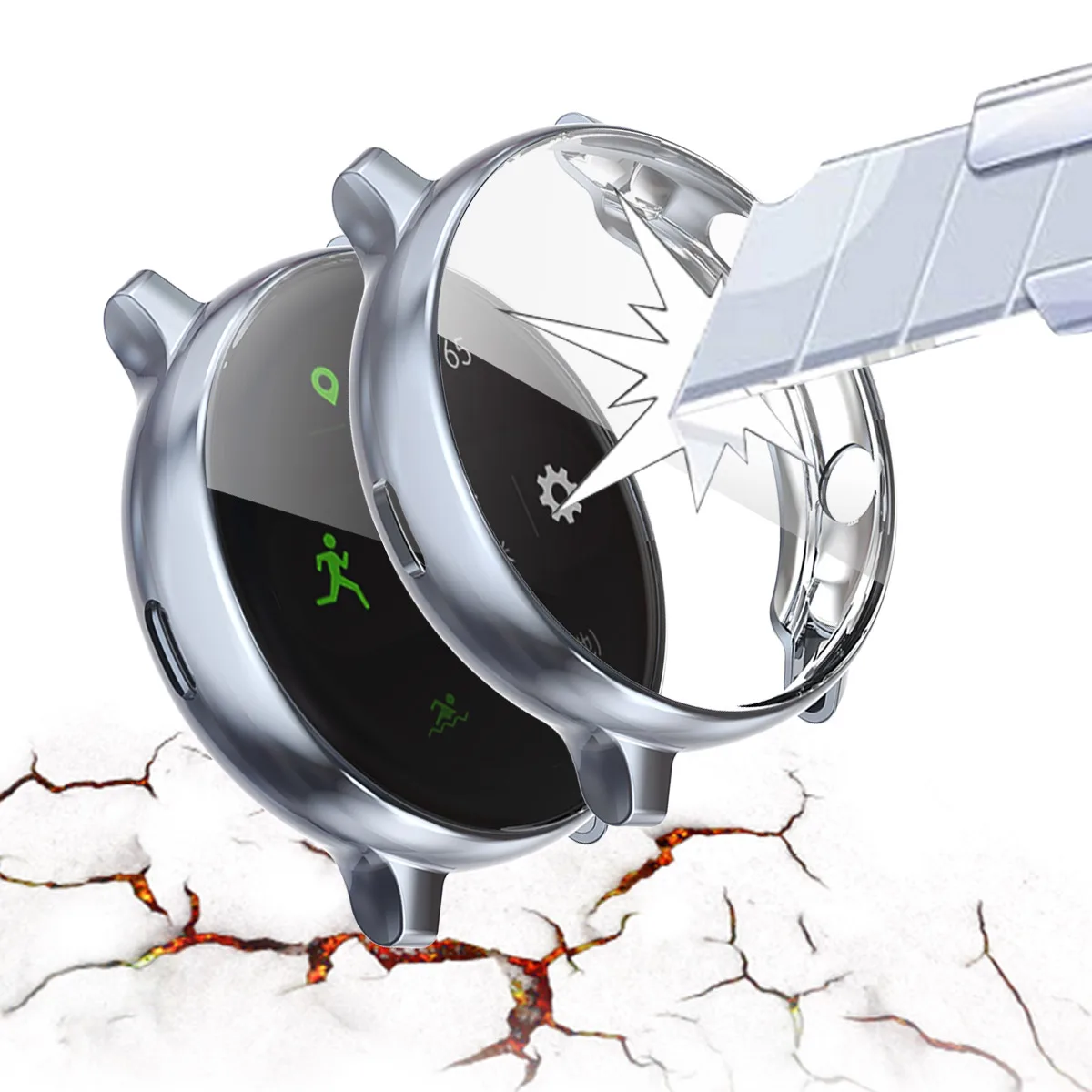7 цветов, ТПУ чехол для Galaxy Watch Active, 2 ремешка, силиконовый чехол, защита экрана, умные часы, аксессуары для Active 2, 44 мм