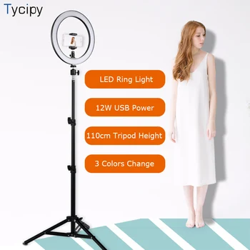 

LED Selfie Ring Light 12W 5500K Photo Studio Photography Photo Fill Ring Lamp with Tripod for iphone Yutube Live Video Makeup