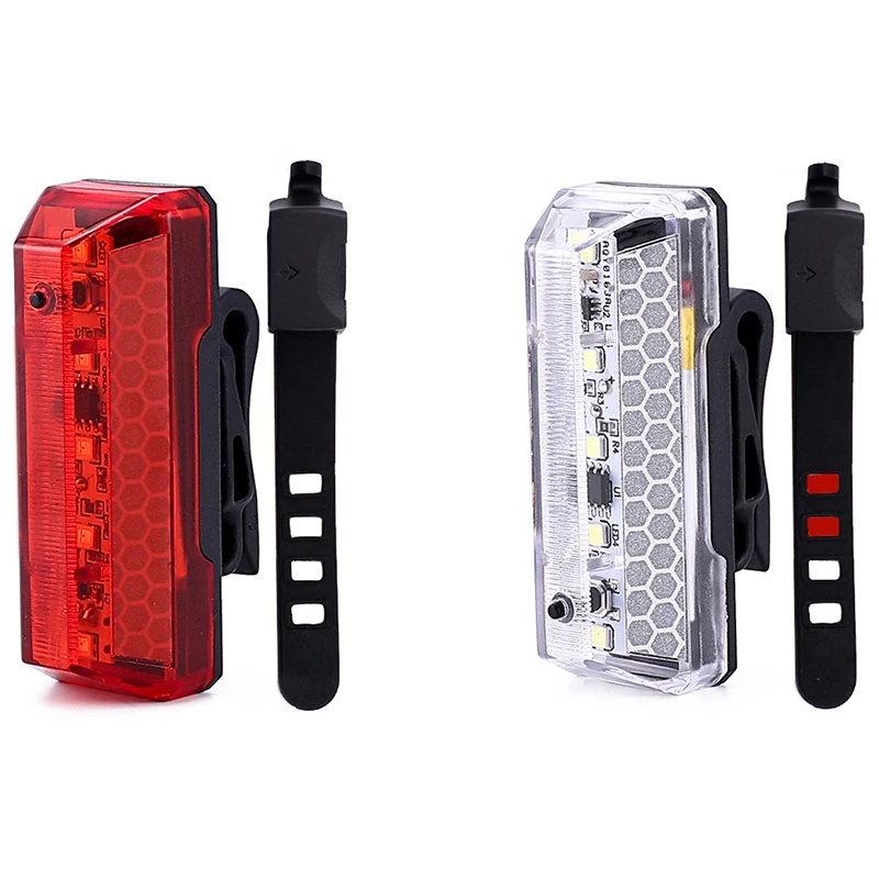 Bicycle Lights Bicycle Tail Lights Waterproof Mountain Lights Usb Charging Five Lights Warning Lights Night Riding Equipment Bla