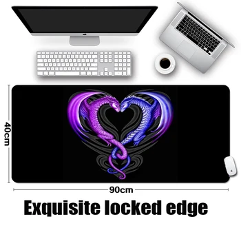 

Cool Double Dragon Pattern Gaming Mousepad Hadsome Monster Style Pc Computer Notebook Table Mats Locked Edge Rubber Mat