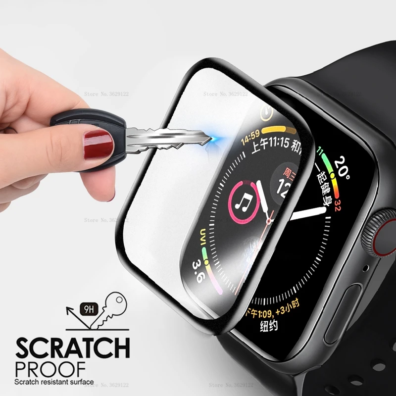 Закаленное стекло для Apple Watch 40 мм 44 мм 42 мм 38 мм изогнутая защита на весь экран для i Watch Series 5 4 3 2 защита стекла Flim