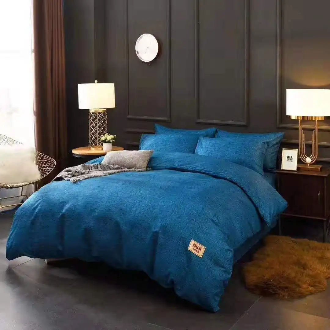 

Набор постельного белья Microfine, роскошный комплект из четырех предметов, чистый однотонный хлопковый простой комплект постельного белья, современное домашнее украшение, пододеяльник, простыни