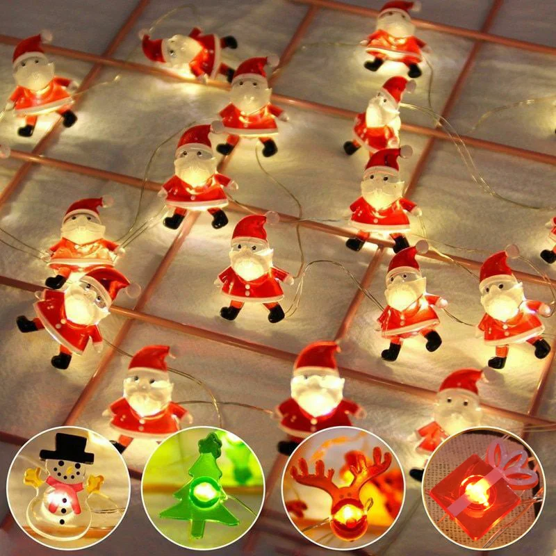 

2M Xmas Tree Light Christmas Decor Christmas LED Fairy String Lights Christmas Tree Light Elk santa Pendant Xmas Gifts for Kids