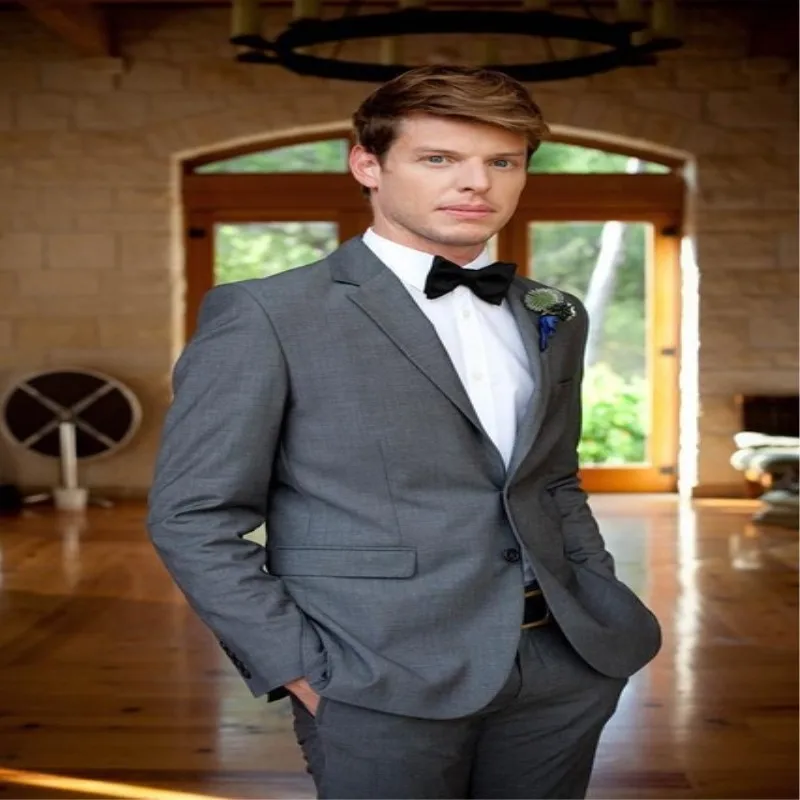

Customized Tuxedos Light Gray Lapel Cran Men Suits Formal Party Prom Wedding Suit Business Men Office Blazer Set Jacket Pants