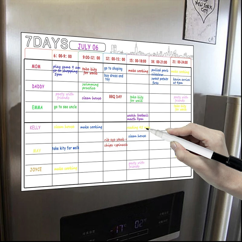 A3 магнитная доска сухой стираемый календарь Набор 16X12 дюймов доска Еженедельный планировщик для холодильника Холодильник Кухня дом