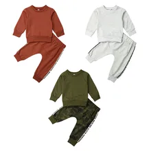 Зимняя одежда для маленьких мальчиков и девочек от 1 до 5 лет, футболка Топ+ длинные штаны спортивный костюм, комплект одежды