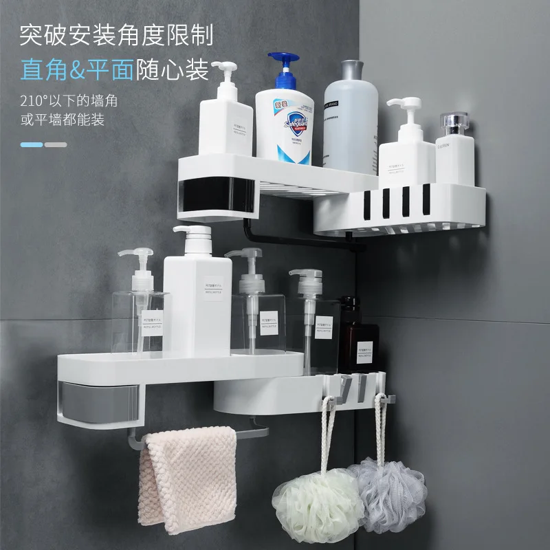 

Bathroom shelving toilet washroom wash gargle table wall towel receive bath hole wall hanging toilet corner rack
