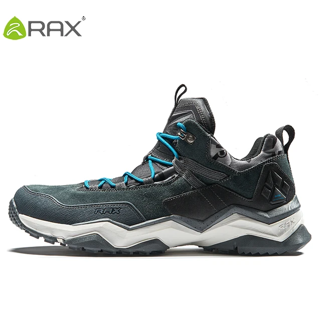 RAX Men Hiking Shoes Mid-top Waterproof Outdoor Sneaker Men Leather Trekking Boots Trail Camping Climbing Hunting Sneakers Women carbon black   417