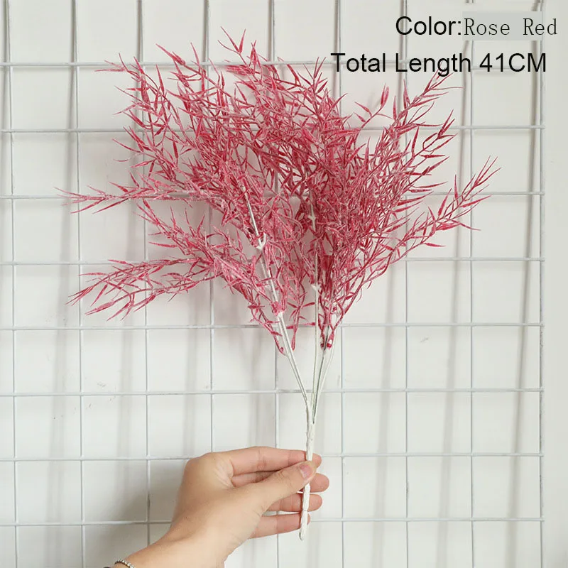 Rose Red 10 шт. искусственные растения латекс бамбуковая трава Свадебный декор букета растение настенное украшение Искусственные цветы украшение дома аксессуары - Цвет: Rose Red