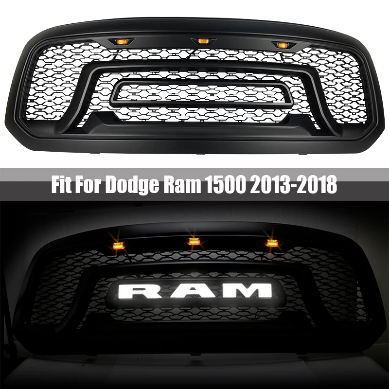 Передняя решетка радиатора со светильник кой для Dodge Ram 1500 2013 2018 в стиле Rebel с
