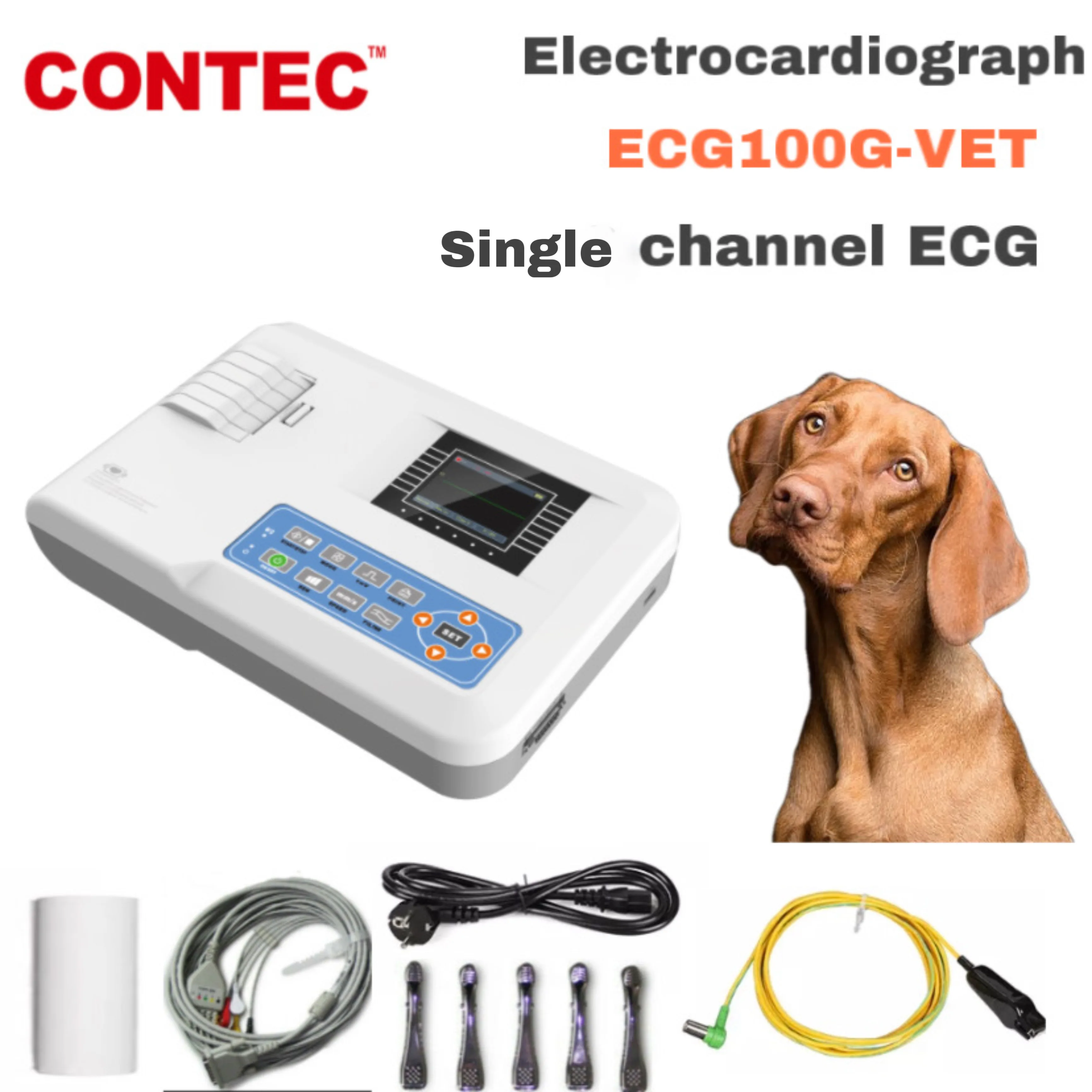 Tanio CONTEC ECG100G-VET opieka weterynaryjna EKG/EKG Monitor elektrokardiograh wyświetlacz przebiegu