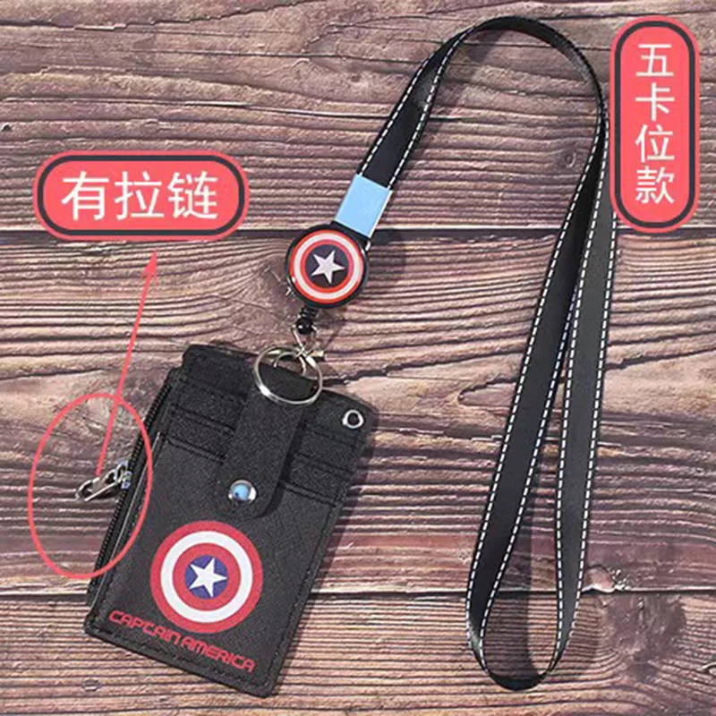 Disney Mickey Minnie hanging neck  card holder card Stitch Cartoon ID card shell leather case bus card hold