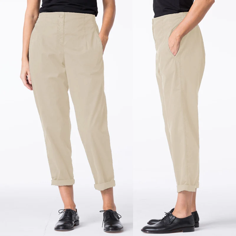 ZANZEA/ осенние женские однотонные женские повседневные брюки длинные брюки свободные карманы спереди на молнии сзади эластичные брюки свободные брюки