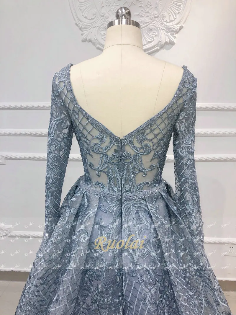 Роскошные вечерние платья Длинные robe de soiree бисер с длинным рукавом Формальное платье для выпускного Дубай вечерние платья abiye gece elbisesi
