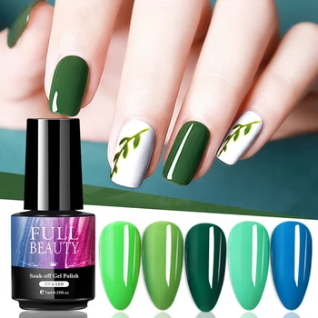 

7mL Nail Art Gel Varnish UV LED Gel Green Blue Color Primer Top Base Coat Soak Off Polygel Gel For Manicure Decorations LA1571-4