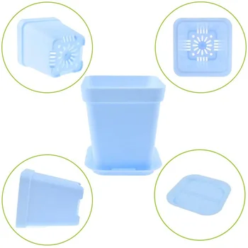 

With Saucers Home Flower Pot PVC 24PCS Mini Square Plastic With Pots Trays