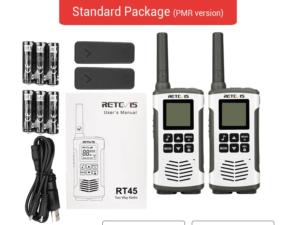 10 шт. Retevis RT45 рация PMR446 портативное радио для охотничья аккумуляторная батарея VOX фонарик Comunicador двухстороннее радио