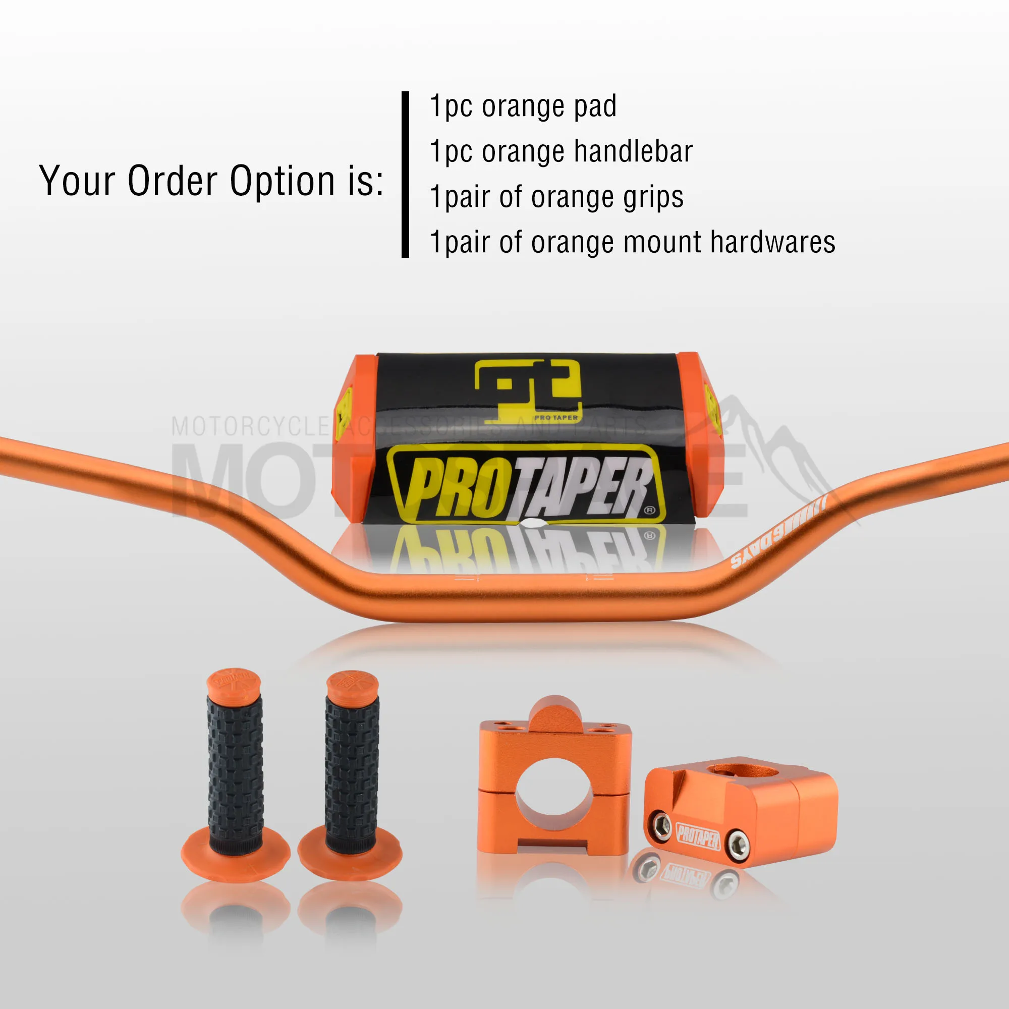 Руль для Pro Taper Pack Bar 1-1/" 6 дней Fatbar Колодки Ручки Pit Pro Racing Dirt Pit Bike мотоцикл с адаптер cnc - Цвет: Orange Full Kit