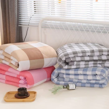

Summer Plaid Cotton Air Conditioner Cool Thin Quilt 200x230cm Comfortable Home Textile Bedding Comforters Duvets Thin Blankets