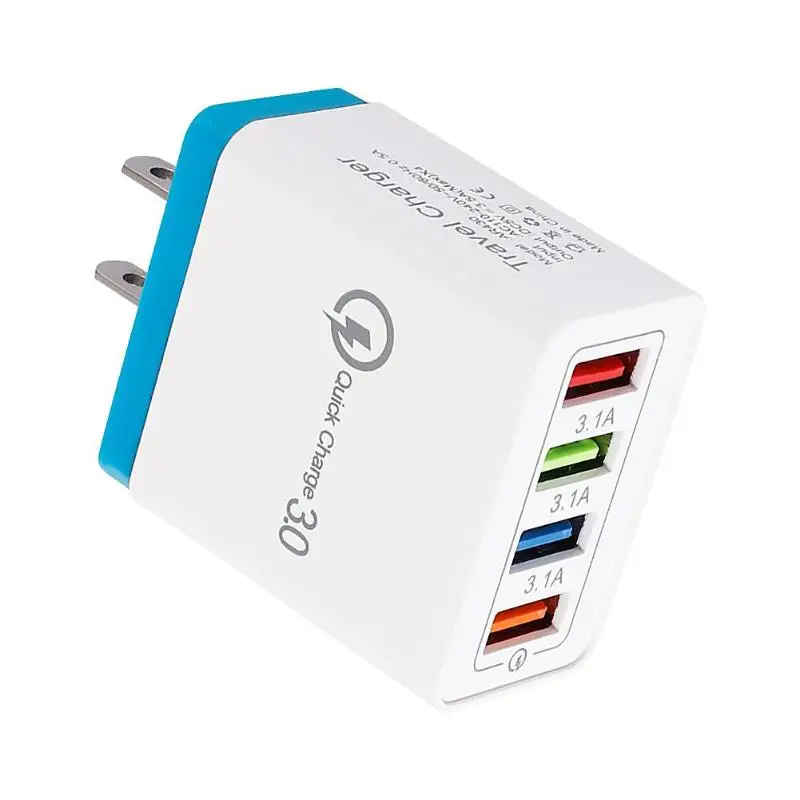 Зарядное устройство USB 4 в 1 usb-хаб QC 3,0, настенное зарядное устройство, цветное, умное, быстрое зарядное устройство, для путешествий, универсальное зарядное устройство для телефона, штепсельная вилка европейского и американского стандарта