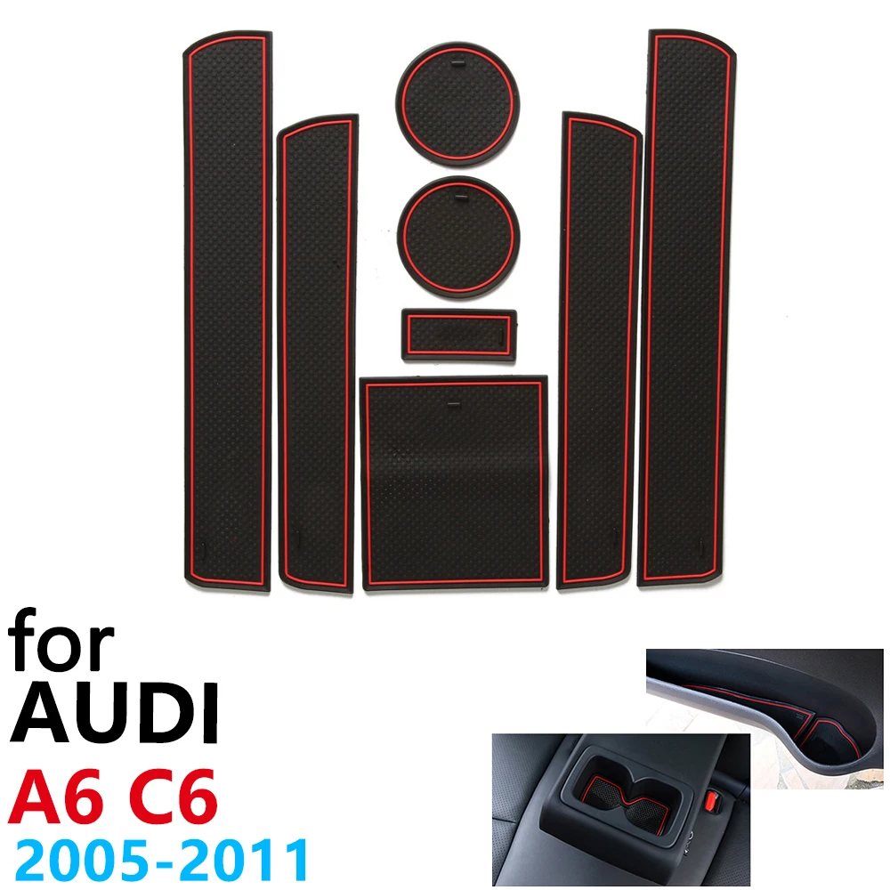 Противоскользящий резиновый коврик для чашки Audi A6 C6 4F RS6 S6 S line RS 6 2005 ~ 2011 2007 2010