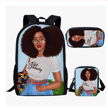 

Black Queen African American Kids Backpack Afro Girl Backpacks Children Bagpack Student Book Bag Afro Lady 16inch School Bags