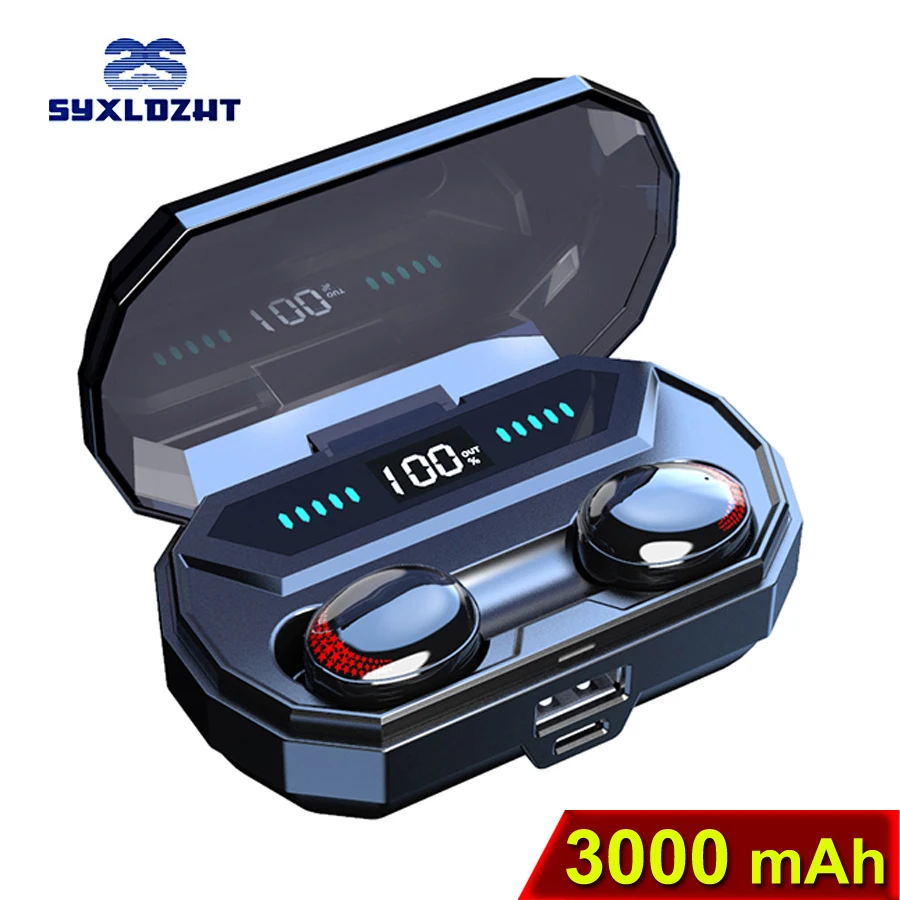 

Bluetooth Earphone Wireless Headphones 5.0 IPX7 Waterproof TWS HiFi Earbuds Headset With Mic 3000mAh Charging Case