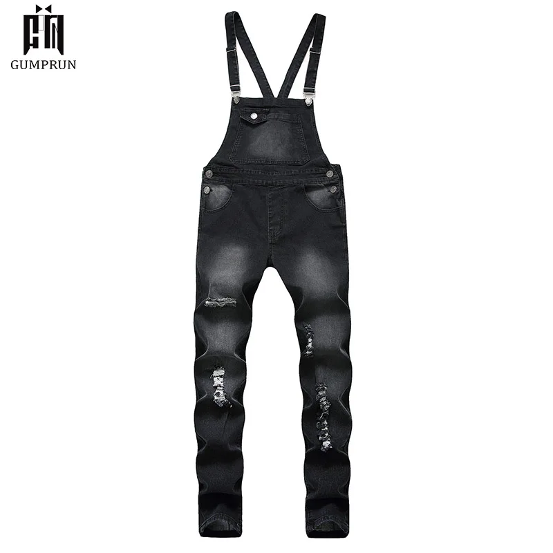 

2019New Hip hop Fashion Men's Ripped Jeans Jumpsuits Hi Street Distressed Denim Bib Overalls For Man Suspender Pants Size S-XXXL