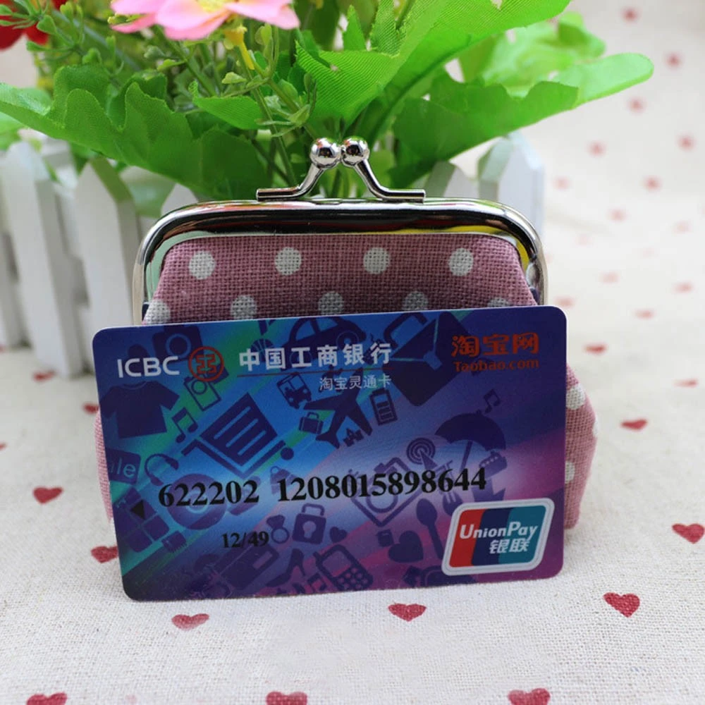 New Women Coin Purse Linen Dot Hasp Small Wallet Pouch Key Card Holder Clutch Handbag Dropshipping Wholesale Cheap Price 814