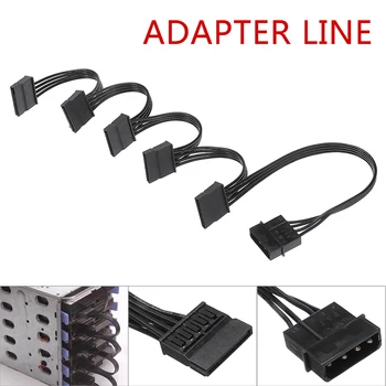 

Pohiks 1pc 18AWG Wire Cable Cord 4-Pin IDE Molex To 5 SATA Serial Hard Disk Hard Drive Power Adapter FOR Cmputer Parts