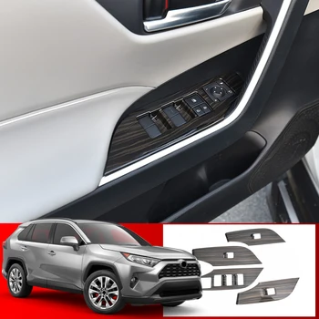 

LHD!!! For Toyota RAV4 XA50 2019 2020 Car Interior Wood Grain Window Switch Control Panel Cover Trim ABS Accessories 4PCS