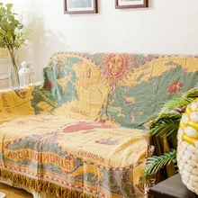 Карта мира пледы одеяло декоративное кресло диван/кровати путешествия сшивание одеяло s кисточкой диван с обивкой из гобелена коврик пляжное одеяло