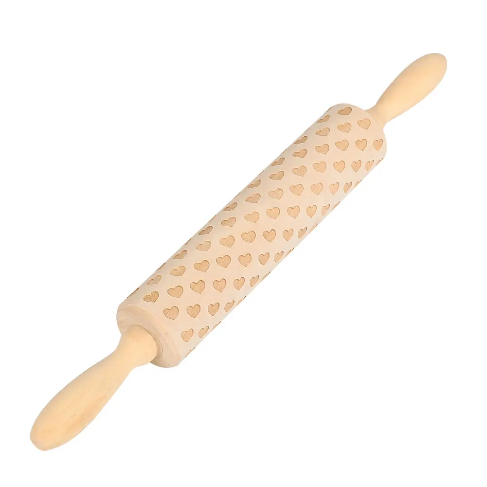 2 Bakng Mold Wood Rose Embossing Mold Rolling Pin Valentine'S Day Party DIY Heart-Shaped Gingerbread Tool Kitchen - Цвет: 2