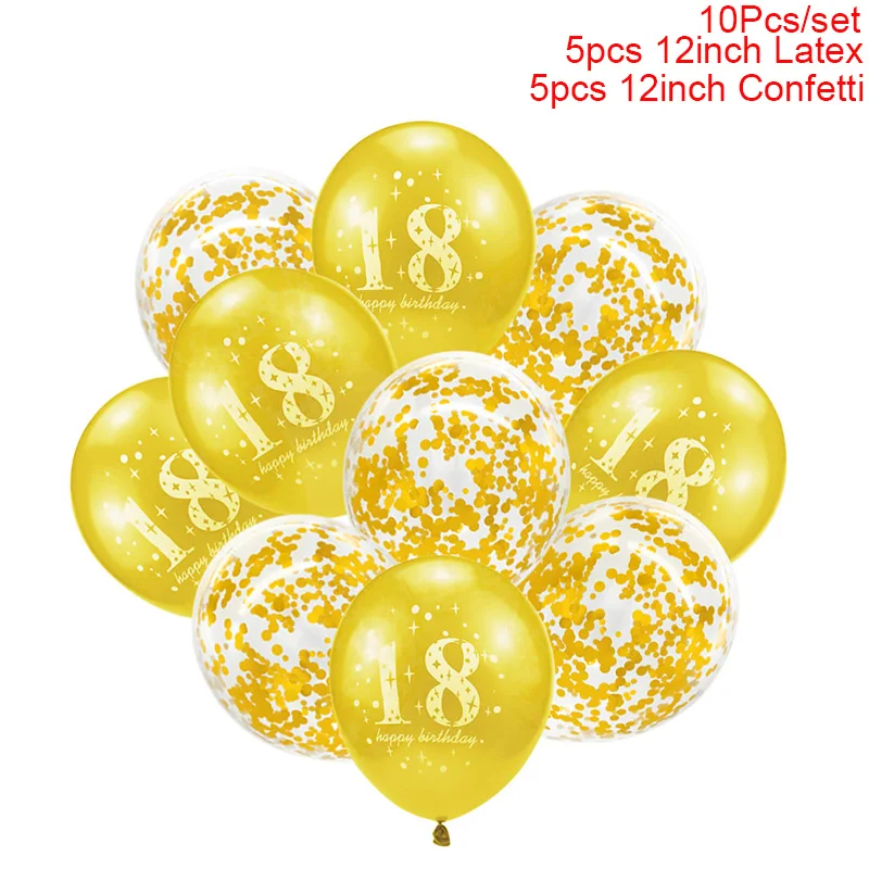 Воздушные шары золотые и черные 18 украшения на день рождения 18 день рождения латексные конфетти шары для 18 лет декоративные шары 6XN - Цвет: gold 18 birthday