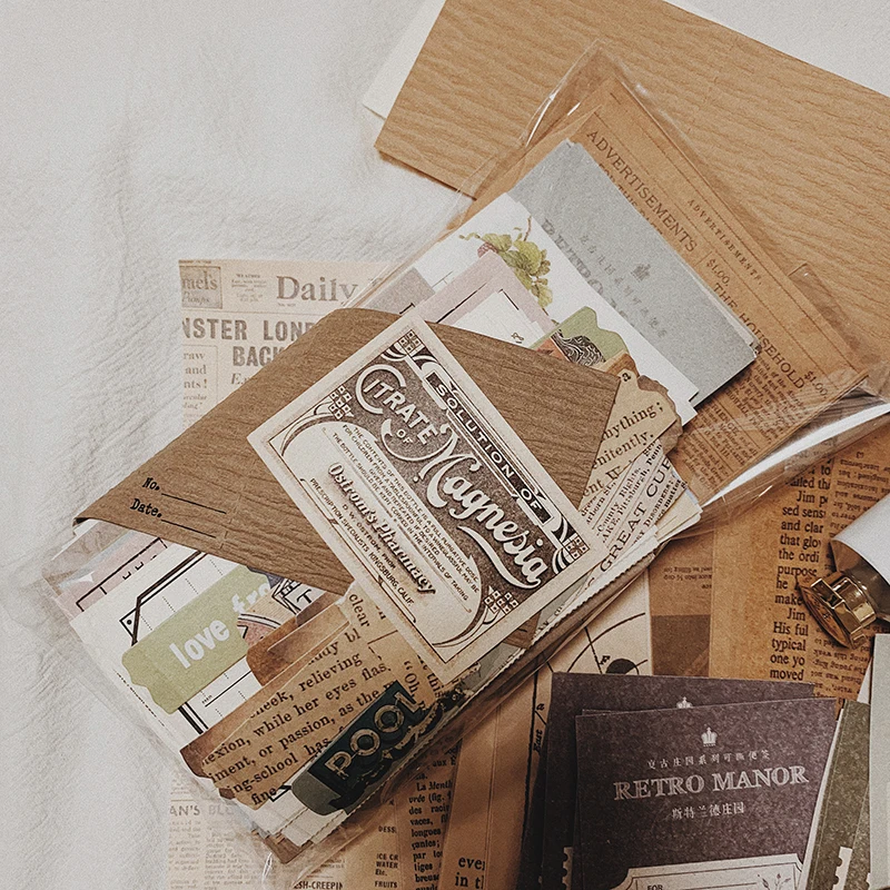

195 Pieces Vintage Memo Scrapbooking Material Paper Kit Junk Journal Decorative Paper Handmade Craft Paper Scrapbooking Supplies