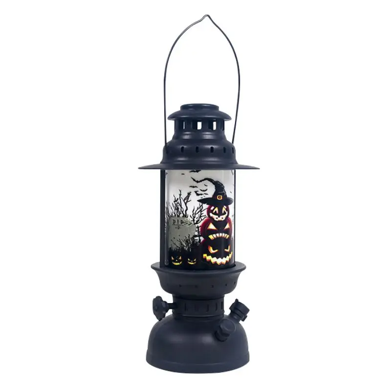 Хэллоуин Ретро светодиодный праздничный Подвесной Фонарь ручной декоративный фонарь с батарейным питанием для праздничного дома Бар