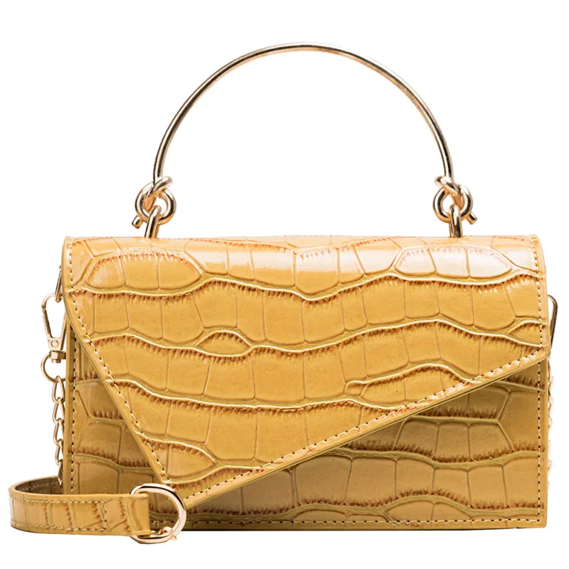 

Geometric Hand Bags For Women 2019 Designer Luxury Stone Pattern Shoulder Crossbody Bags Metal Handle Mini Totes Bolsa Feminina