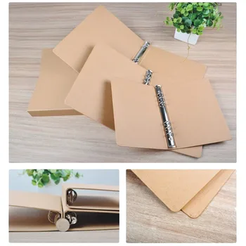 

A4 Size Loose leaves 4-Hole Ring Vintage Blank Kraft Loose-Leaf Binder Cover for Office School Notebook Album Scrapbook Diary