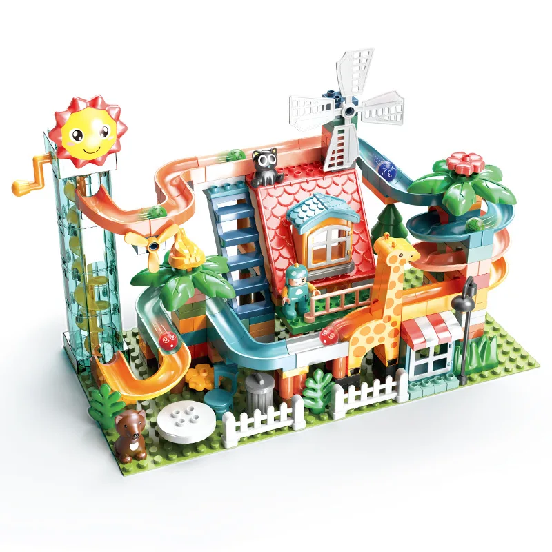255Pcs Marmo Race Run Building Blocks Ascensore Elettrico Multi Speciale Compatibile Slide Lift Imbuto Parti Giocattoli Regalo Per Bambini