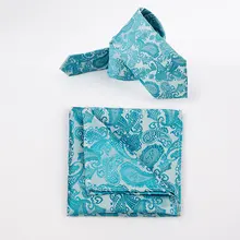 Мужской деловой Повседневный Пейсли полиэстер галстук на резинке платок Свадебный Жених лучший мужской подарочный набор