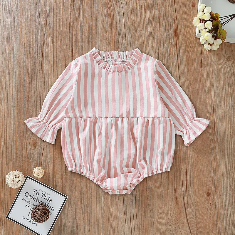 

Autumn New Baby Newborn Baby Girl Stripe Rompers Long Sleeve Baby Girl Jumpsuit Playsuit Baby Girls Clothes