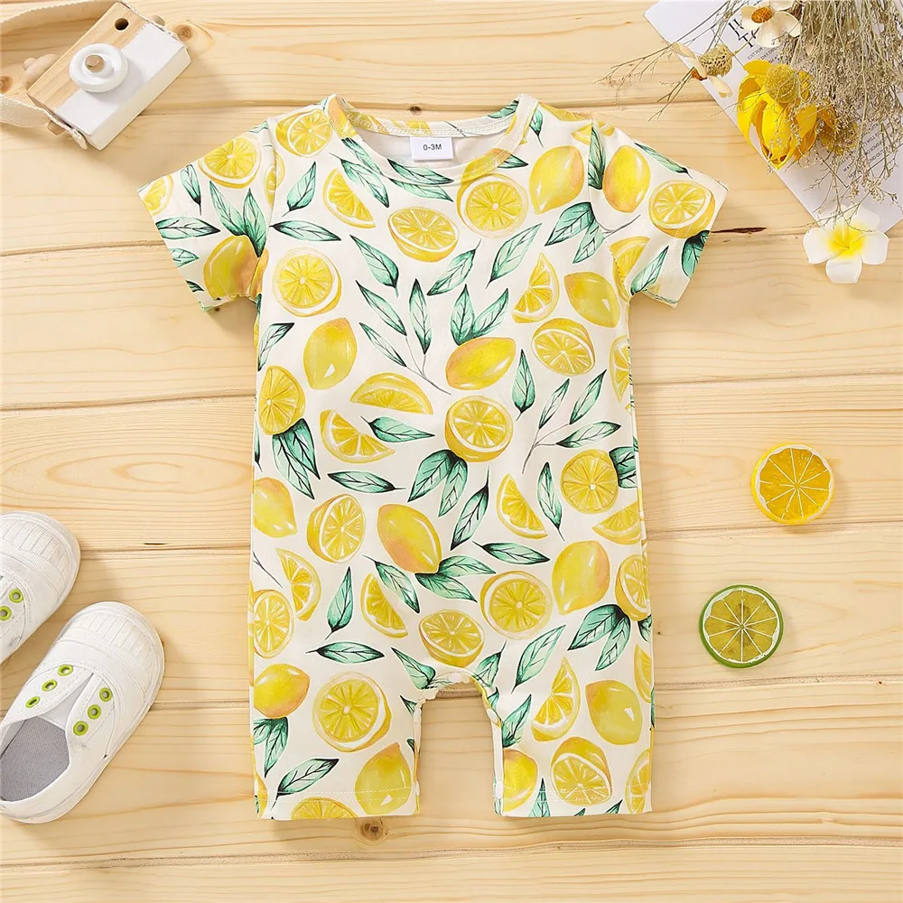 ZAFILLE Toddler Baby Girls Romper Summer Newborn Clothes Fruit Print Bodysuit For Newborns Infant Jumpsuit For Kids Clothing coloured baby bodysuits Baby Rompers